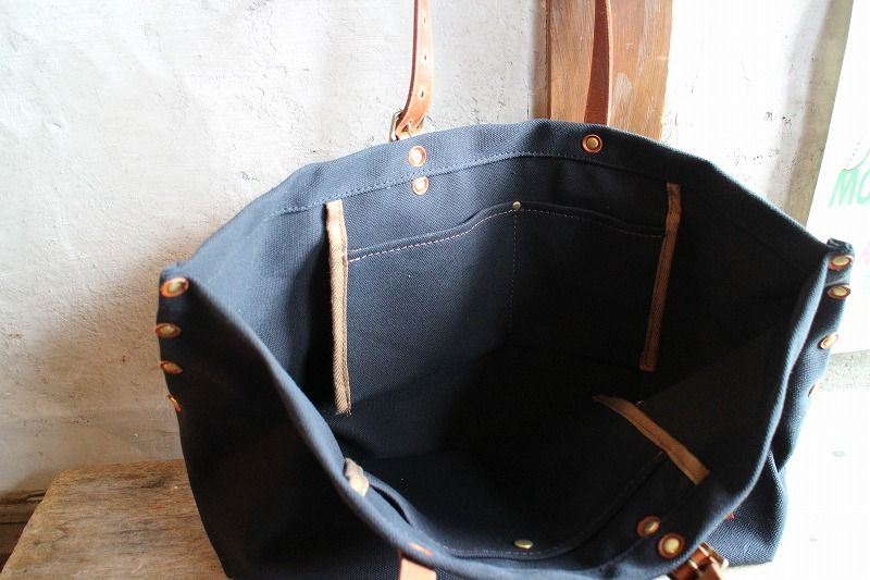canvas×leather tote bag